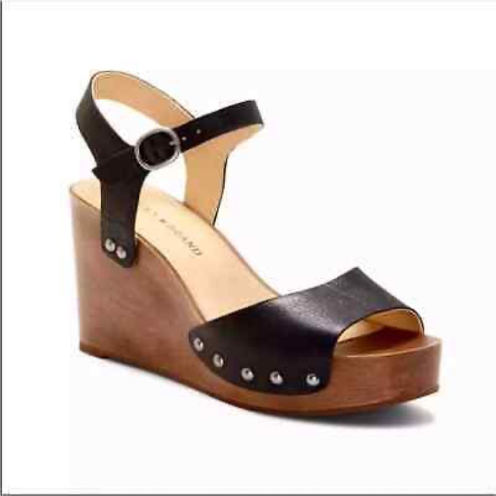 NWOT! Lucky Brand Zashti Black Wedge Sandals. Size 10 - Picture 3 of 14